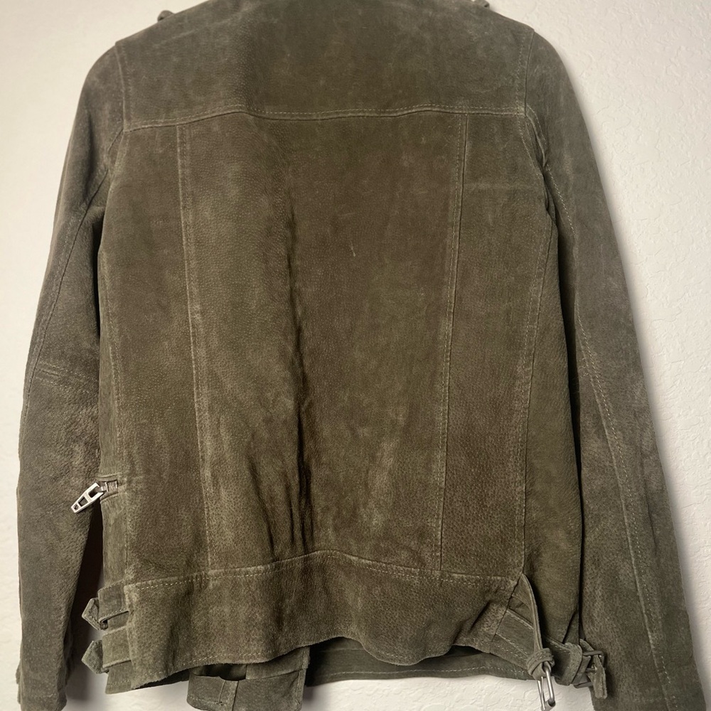 BLANKNYC Jacket XS Suede Olive Green Zip Snap Moto Lined Biker - Picture 11 of 15